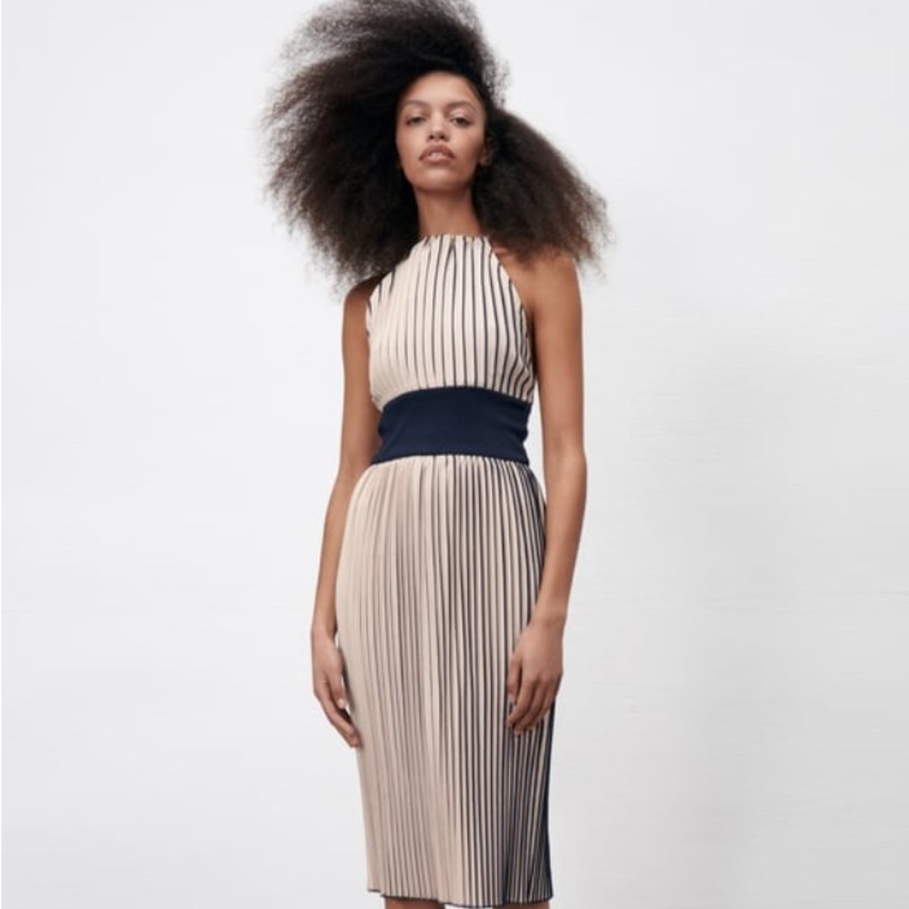 Zara pleated halter dress